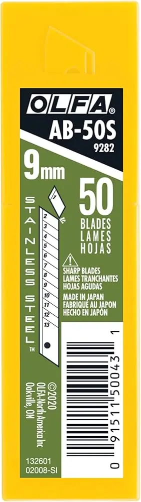 BLADES FOR OLFA CUTTER STAINLESS STEEL 50/B