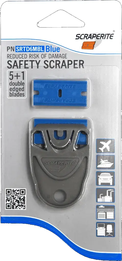 SCRAPERITE 1 SHORT HOLDER + 6 BLADES BLUE RECTANGLE