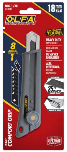 [NOL-1/BB] COUTEAU OLFA PRISE EN CAOUTCHOUC VEROU PAR ROUE A ROCHET